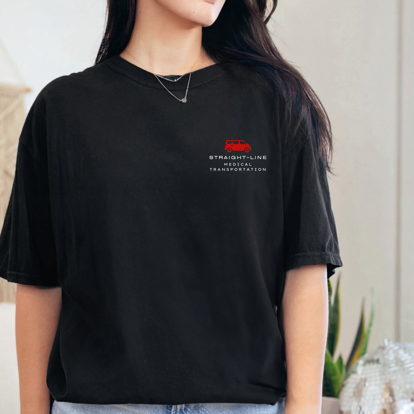 Straight Line Medical Embroidered Black Tee
