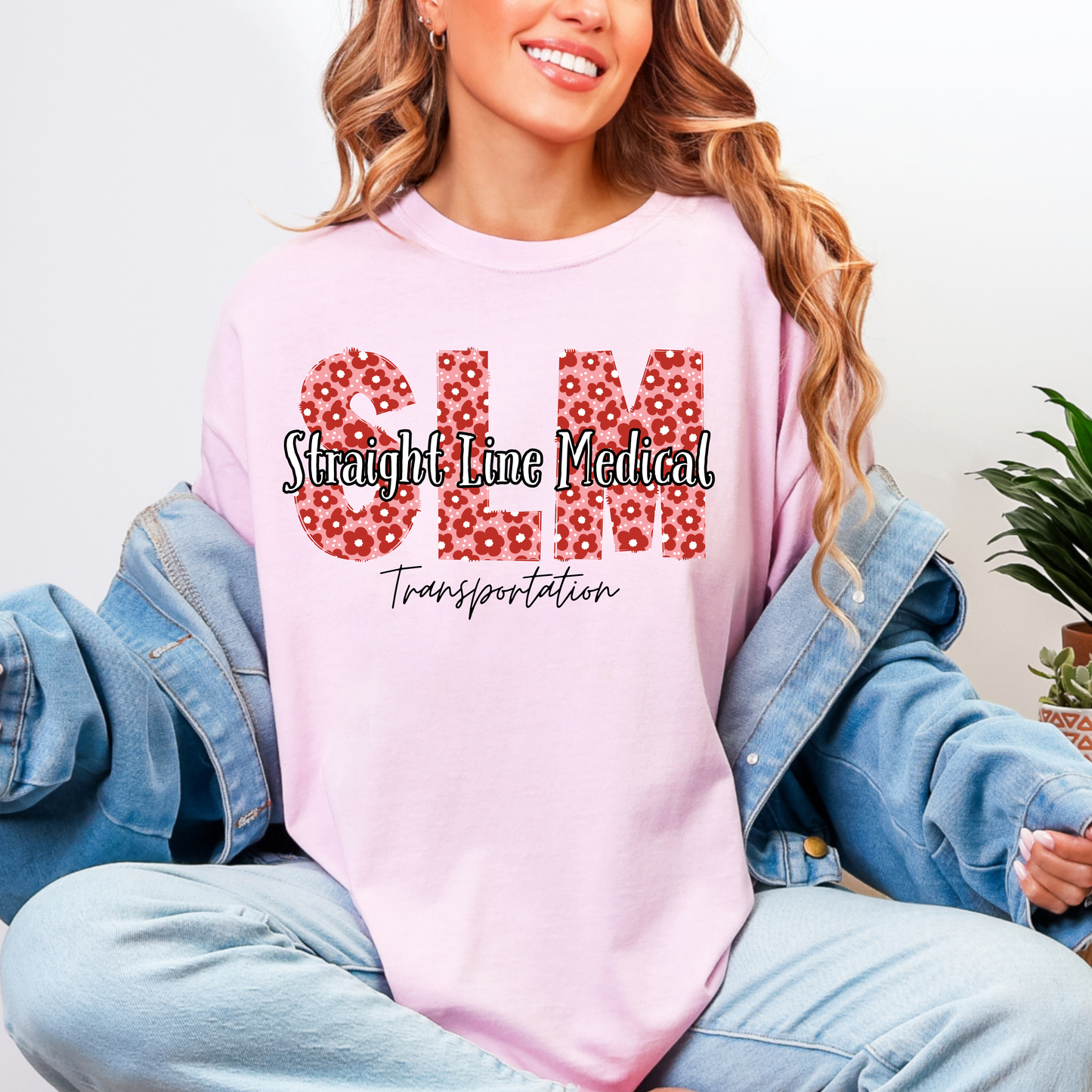 Straight Line Medical Pink/Red Floral