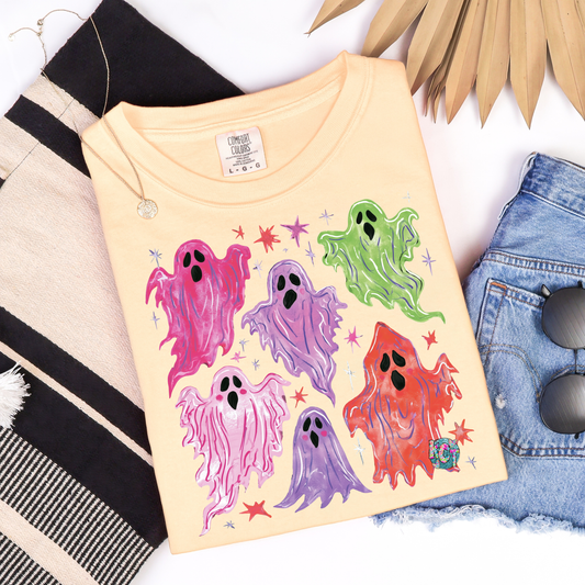 Colorful ghost tee