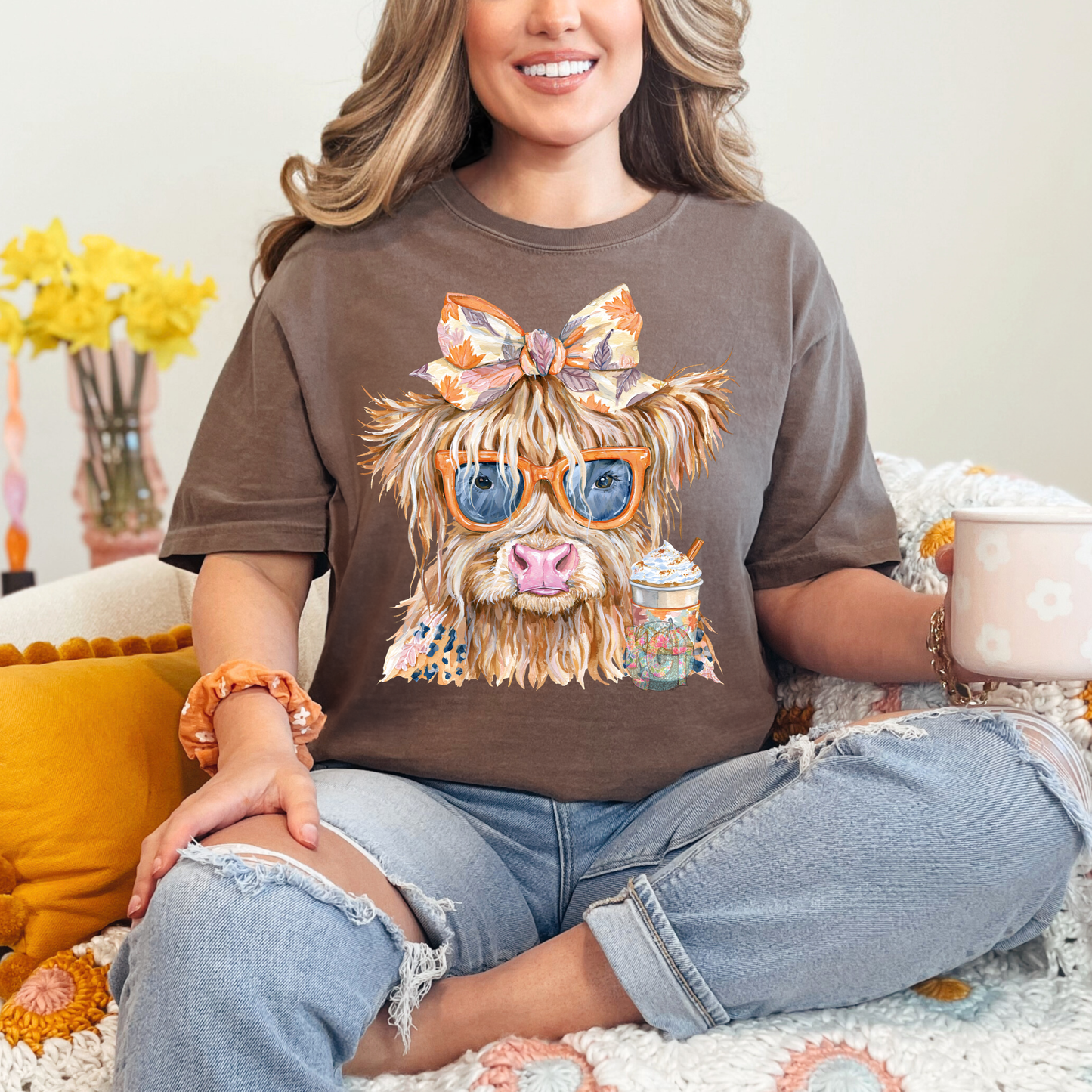 fall highland cow tee