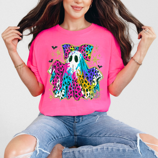 Cheetah colorful ghost tee