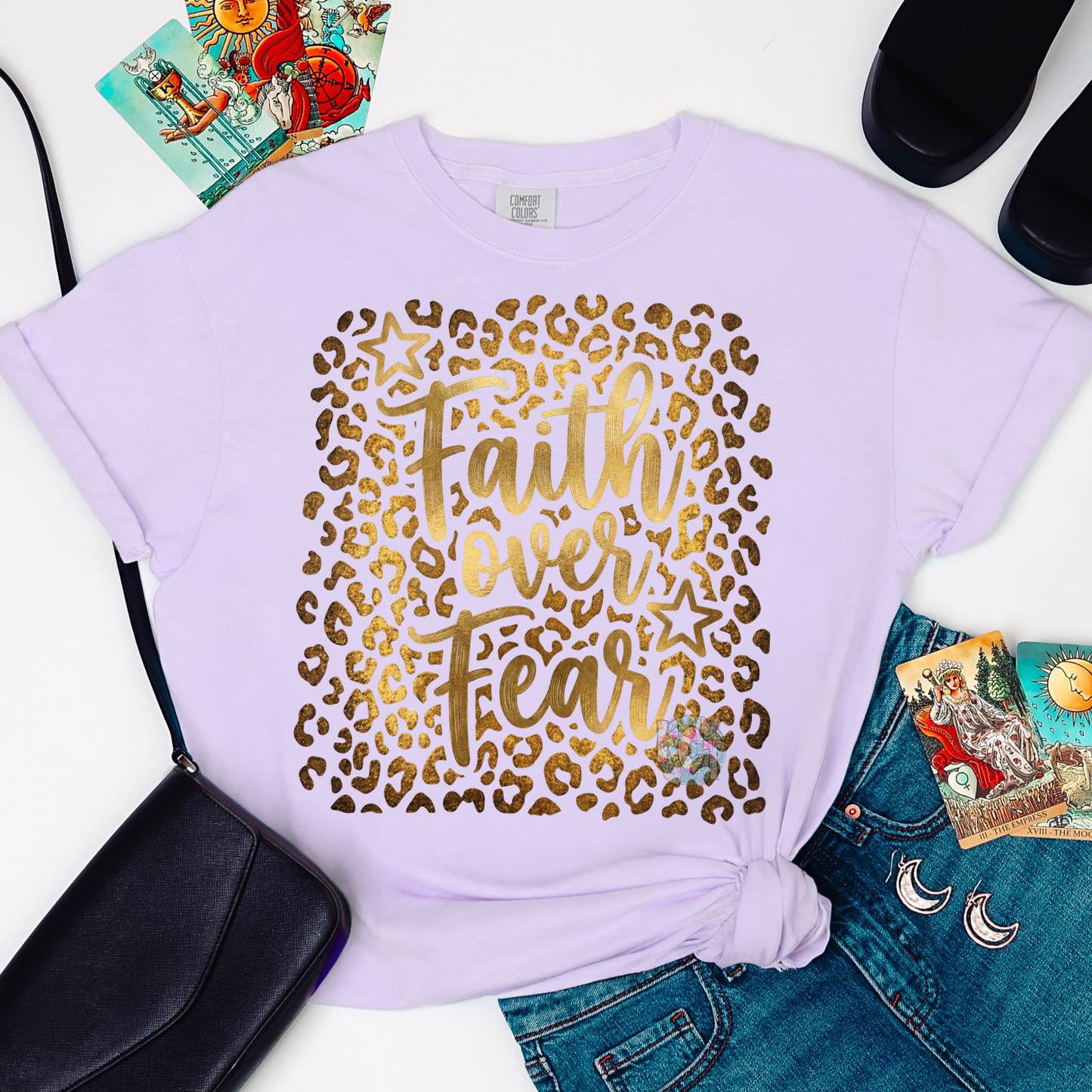 faith over fear cheetah tee