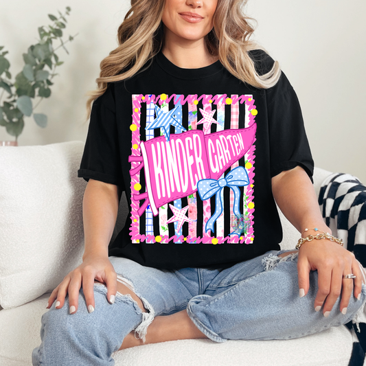 Kindergarten Stripes & Bow Tee