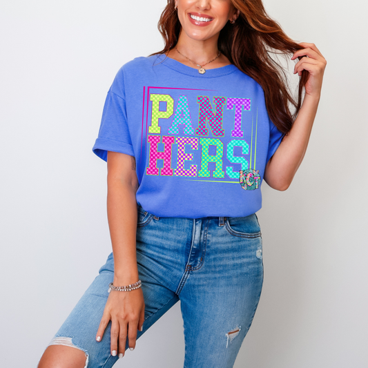Panthers Neon Checkered Tee