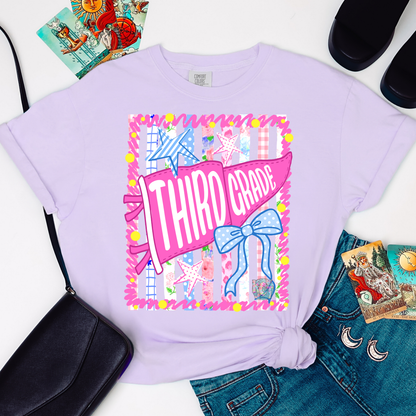3rd Grade  Stripes & Bow Tee