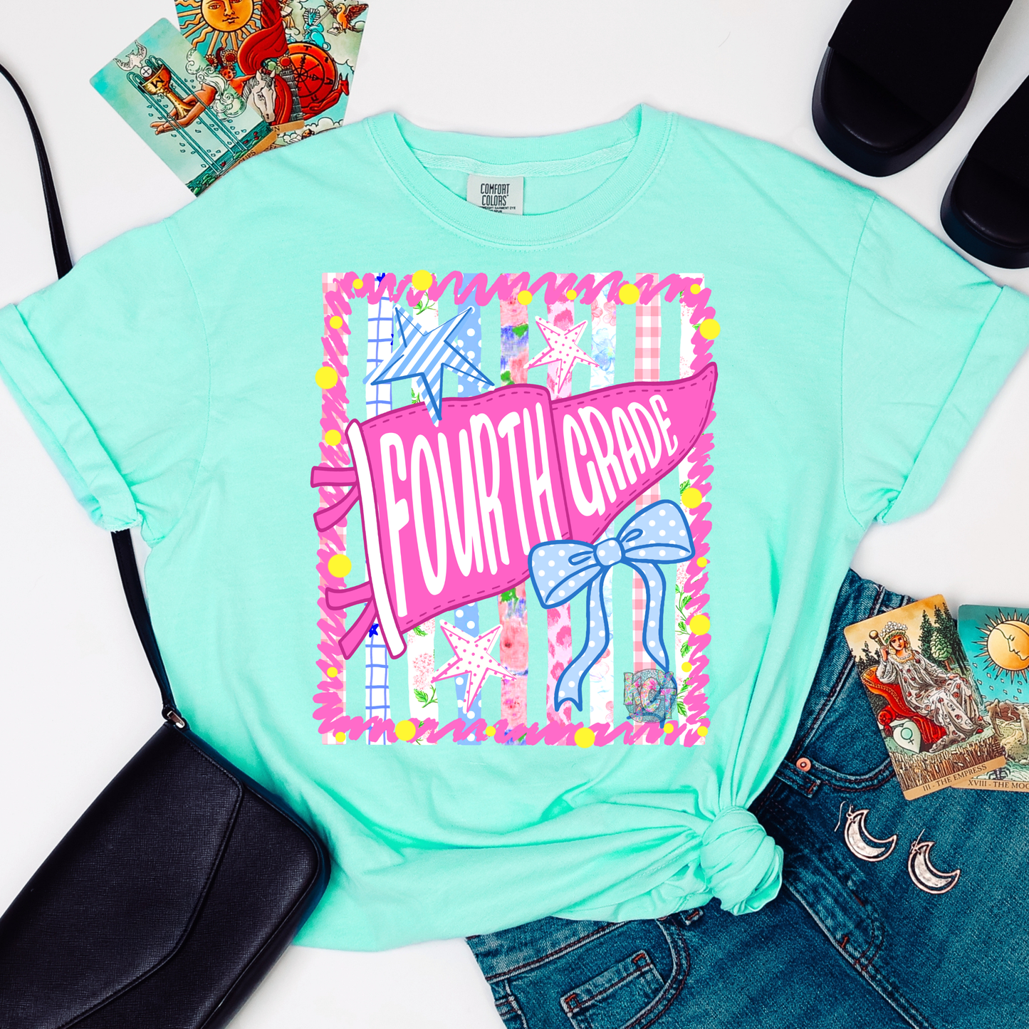 4th Grade  Stripes & Bow Tee