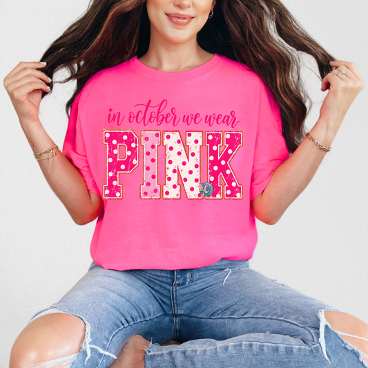 In October we wear pink Polka Dots Tee
