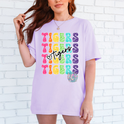 Tigers Scribble Color Tee