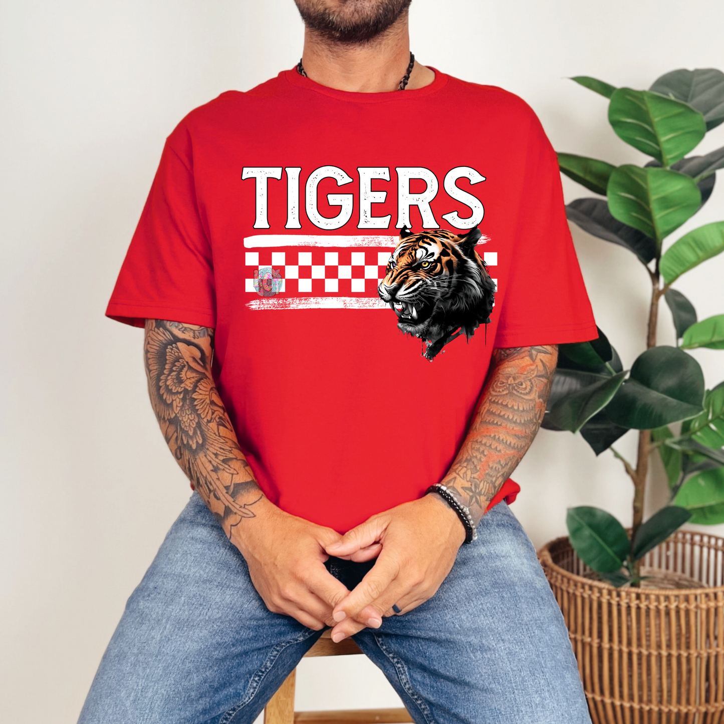 Many Tigers White Checkered