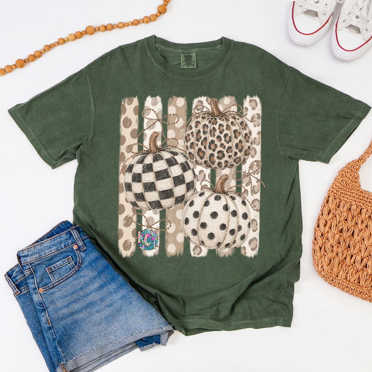Leopard Pumpkin stripe tee