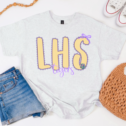 LHS Stipes and Bow Tee