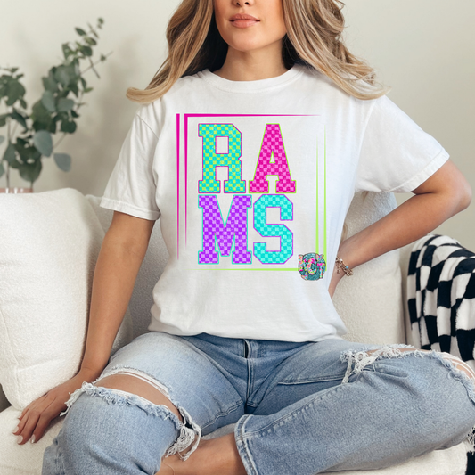 Rams Neon Checkered Tee